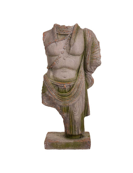 Statue de jardin torse homme antique gris pierre en oxyde de magnésium 38x22x76 cm Baevio  - 2