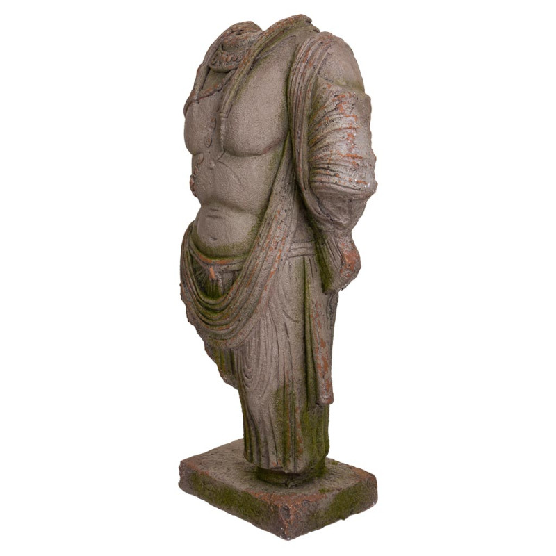Statue de jardin torse homme antique gris pierre en oxyde de magnésium 38x22x76 cm Baevio  - 3