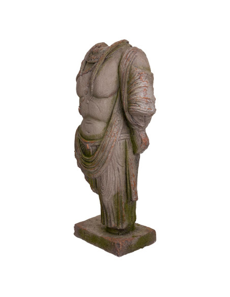 Statue de jardin torse homme antique gris pierre en oxyde de magnésium 38x22x76 cm Baevio  - 3