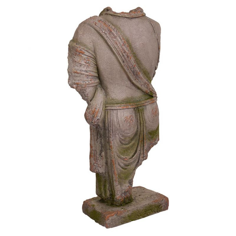 Statue de jardin torse homme antique gris pierre en oxyde de magnésium 38x22x76 cm Baevio  - 4