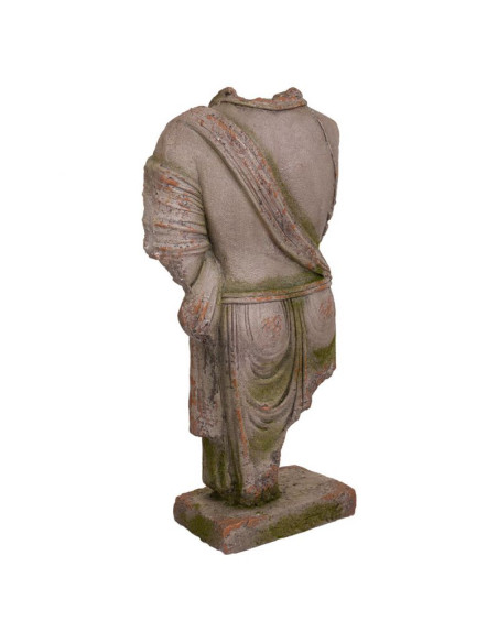Statue de jardin torse homme antique gris pierre en oxyde de magnésium 38x22x76 cm Baevio  - 4