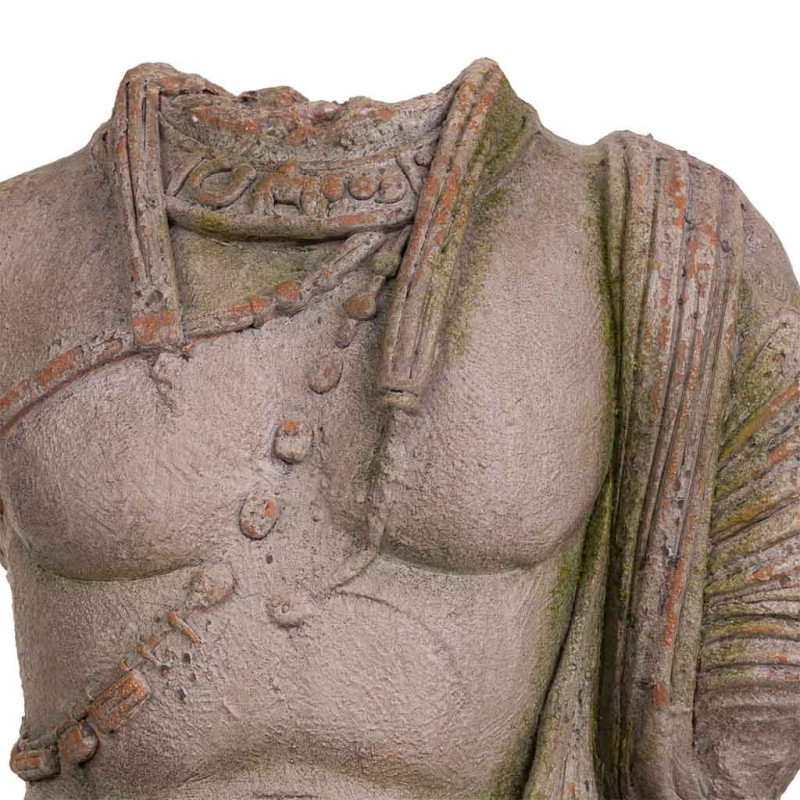 Statue de jardin torse homme antique gris pierre en oxyde de magnésium 38x22x76 cm Baevio  - 5