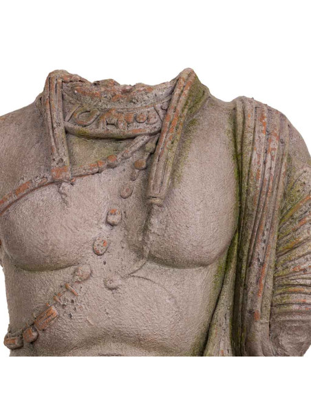 Statue de jardin torse homme antique gris pierre en oxyde de magnésium 38x22x76 cm Baevio  - 5