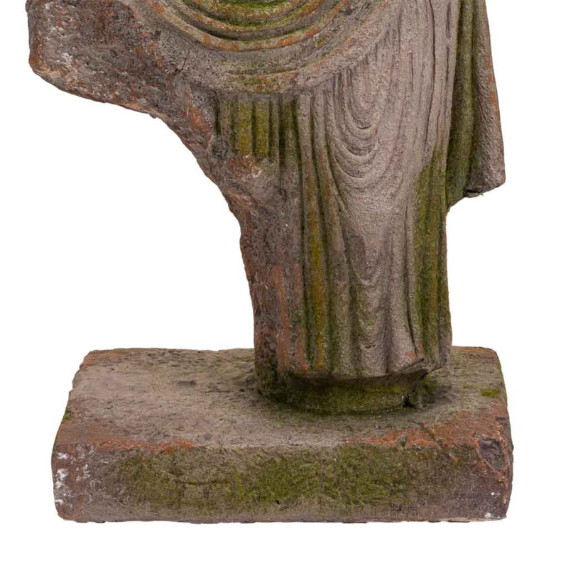 Statue de jardin torse homme antique gris pierre en oxyde de magnésium 38x22x76 cm Baevio  - 7
