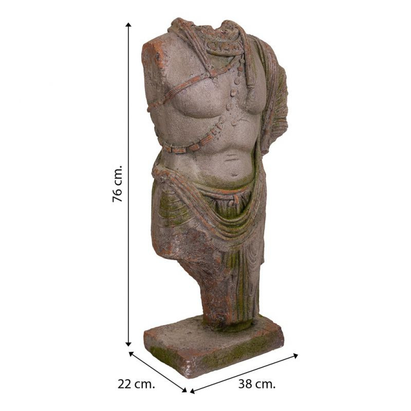 Statue de jardin torse homme antique gris pierre en oxyde de magnésium 38x22x76 cm Baevio  - 8
