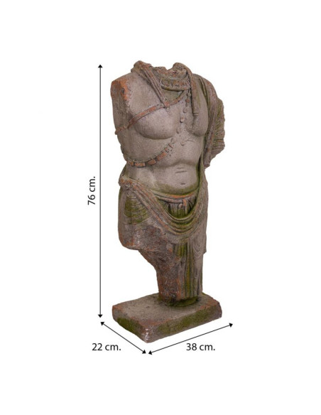 Statue de jardin torse homme antique gris pierre en oxyde de magnésium 38x22x76 cm Baevio  - 8