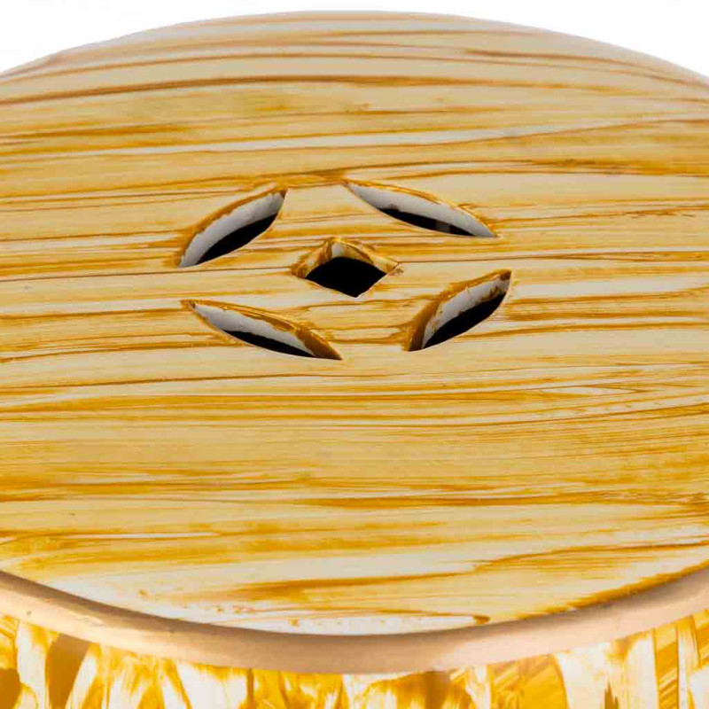 Table d’appoint céramique émaillée paons jaune safran 33x44,5 cm Felisa  - 6