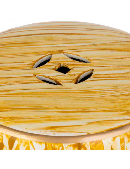 Table d’appoint céramique émaillée paons jaune safran 33x44,5 cm Felisa  - 6