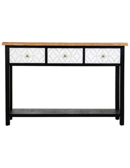 Console d'entrée 3 tiroirs en bois et MDF noire 120x40x81 cm Daviza  - 3