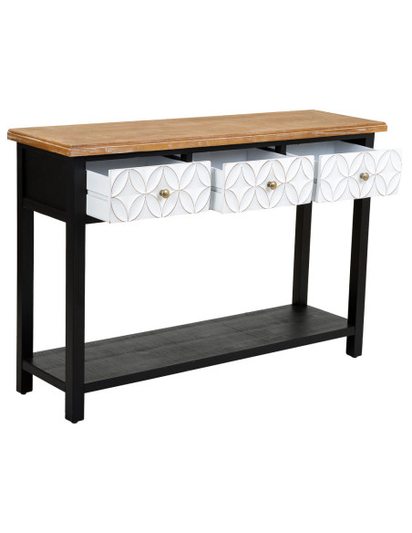 Console d'entrée 3 tiroirs en bois et MDF noire 120x40x81 cm Daviza  - 4
