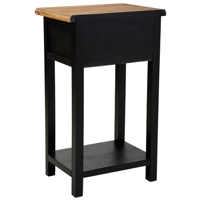 Table de chevet haute noire et bois 1 tiroir 48x35x82 cm Daviza  - 5
