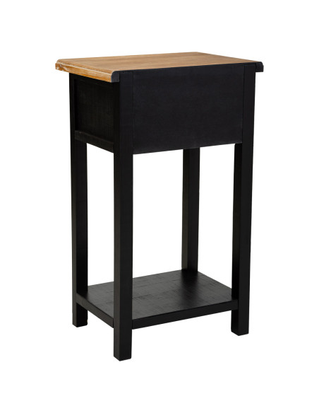 Table de chevet haute noire et bois 1 tiroir 48x35x82 cm Daviza  - 5