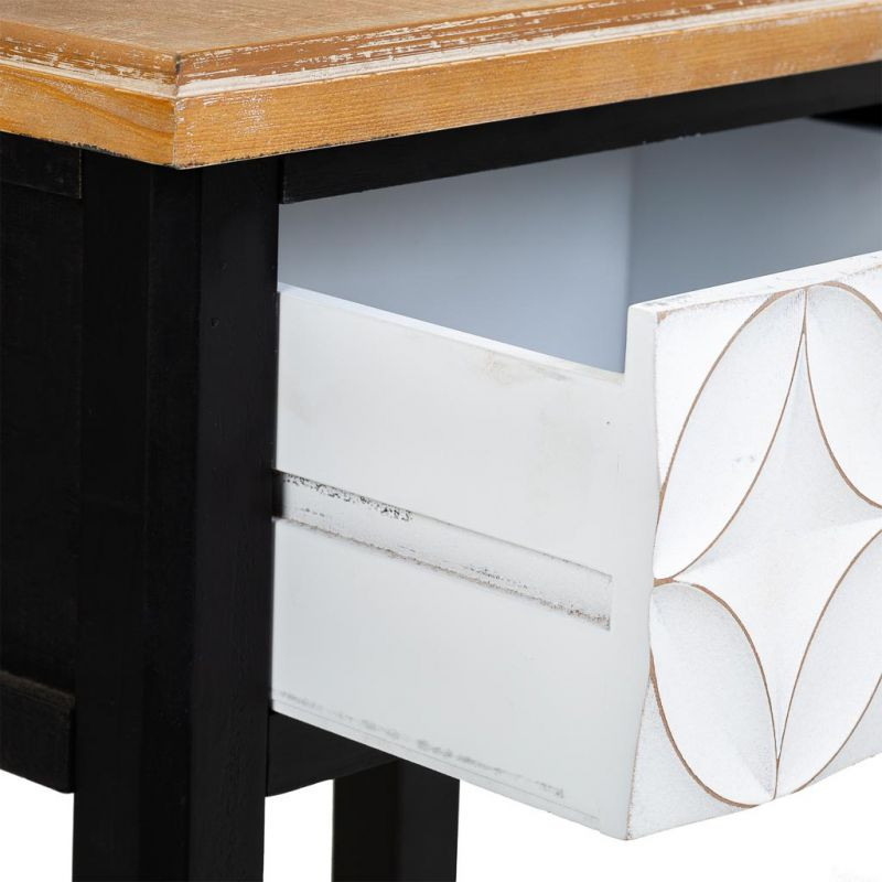 Table de chevet haute noire et bois 1 tiroir 48x35x82 cm Daviza  - 6