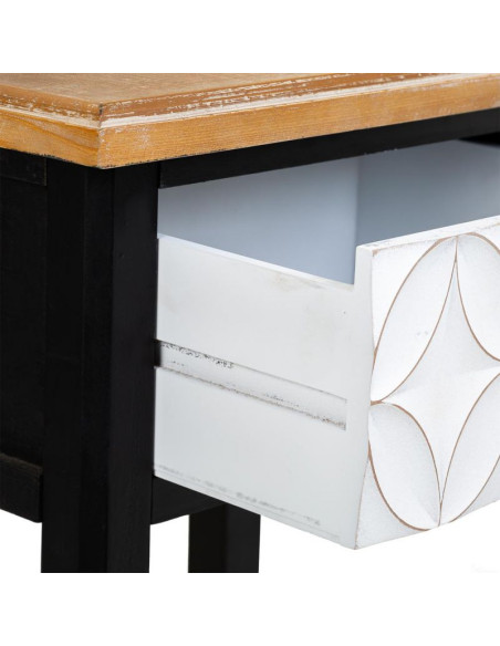 Table de chevet haute noire et bois 1 tiroir 48x35x82 cm Daviza  - 6