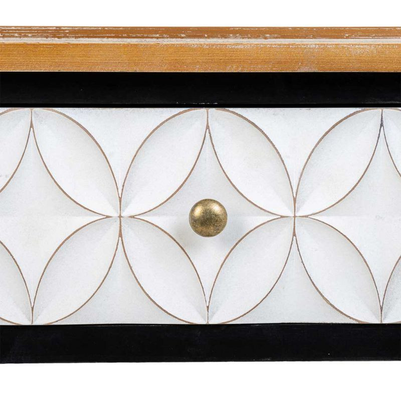 Table de chevet haute noire et bois 1 tiroir 48x35x82 cm Daviza  - 7