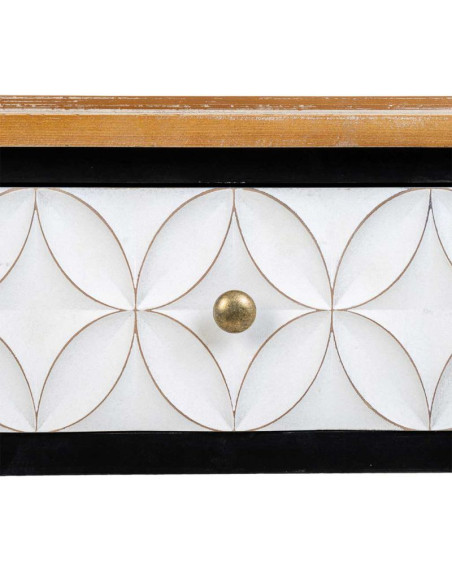 Table de chevet haute noire et bois 1 tiroir 48x35x82 cm Daviza  - 7