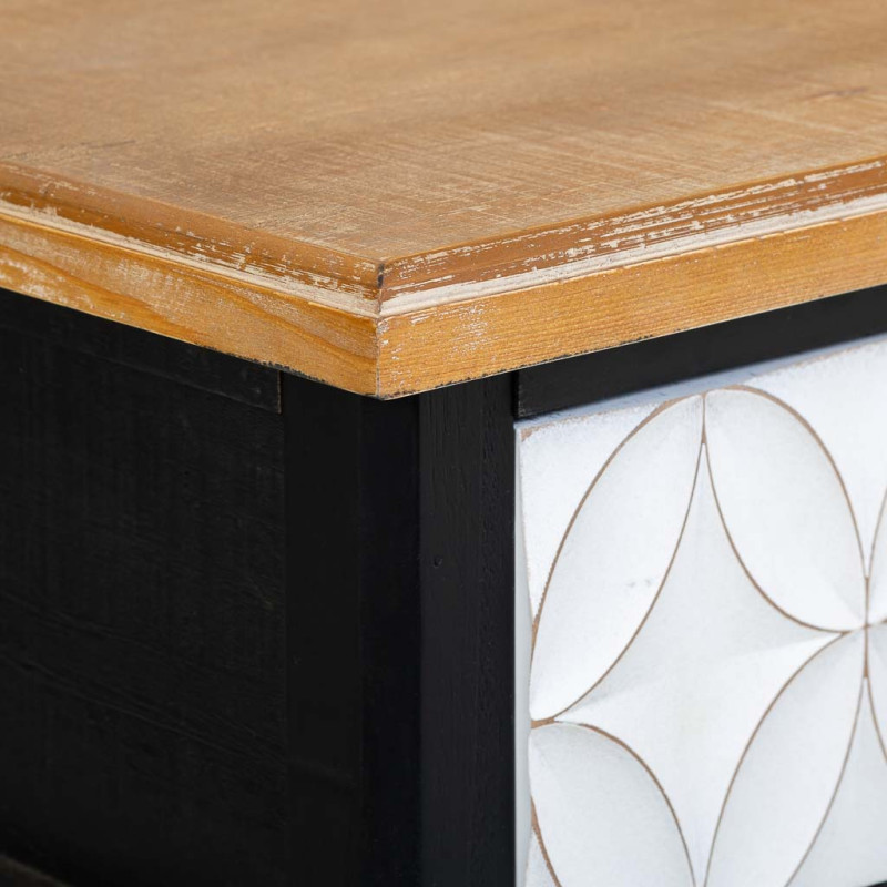 Table de chevet haute noire et bois 1 tiroir 48x35x82 cm Daviza  - 8