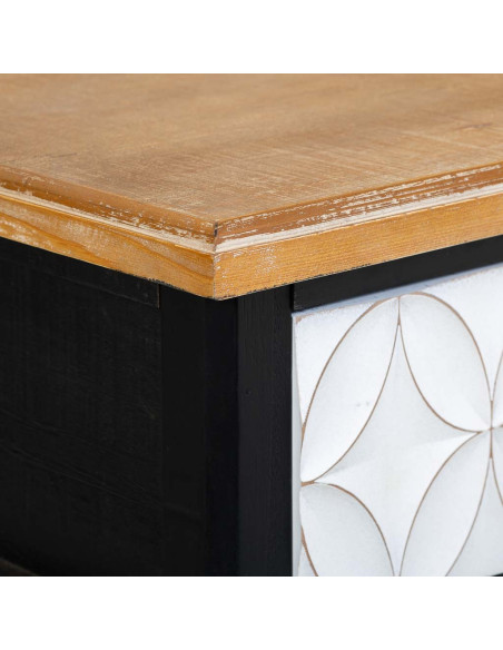 Table de chevet haute noire et bois 1 tiroir 48x35x82 cm Daviza  - 8
