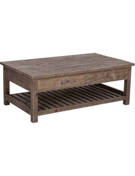 Table basse bois brun 4 tiroirs 120x70x45 cm Ozanio  - 1