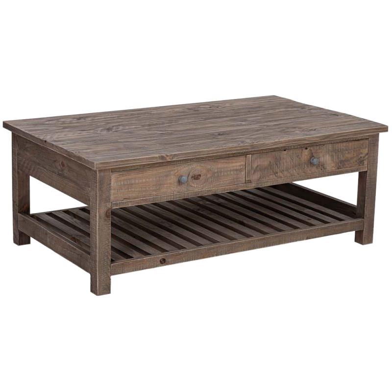 Table basse bois brun 4 tiroirs 120x70x45 cm Ozanio  - 1