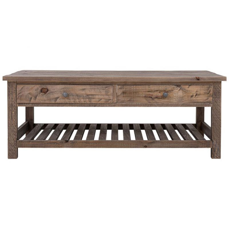 Table basse bois brun 4 tiroirs 120x70x45 cm Ozanio  - 3