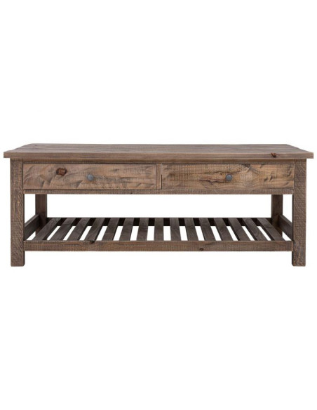 Table basse bois brun 4 tiroirs 120x70x45 cm Ozanio  - 3