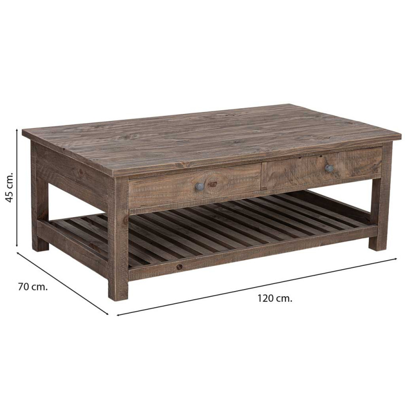 Table basse bois brun 4 tiroirs 120x70x45 cm Ozanio  - 9