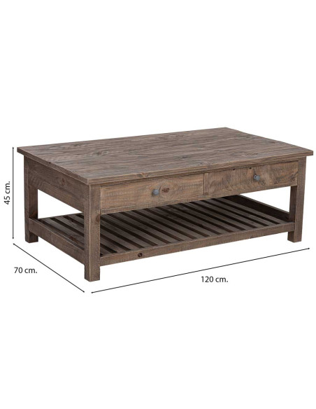 Table basse bois brun 4 tiroirs 120x70x45 cm Ozanio  - 9