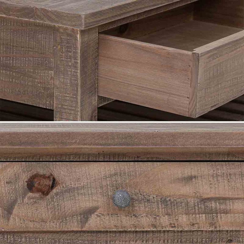 Table basse bois brun 4 tiroirs 120x70x45 cm Ozanio  - 7