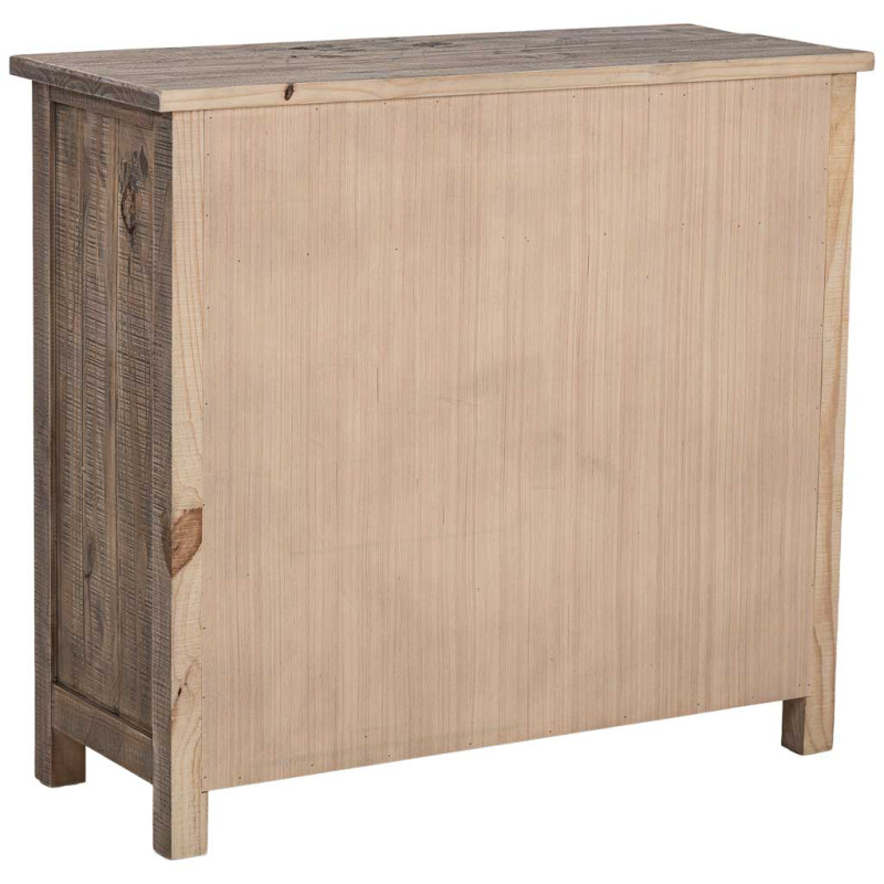 Commode 5 tiroirs bois brun grisé 90x40x100 cm Ozanio  - 4