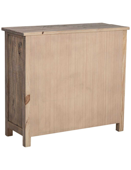 Commode 5 tiroirs bois brun grisé 90x40x100 cm Ozanio  - 4
