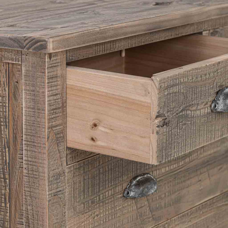 Commode 5 tiroirs bois brun grisé 90x40x100 cm Ozanio  - 5