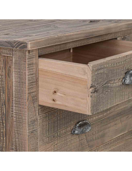 Commode 5 tiroirs bois brun grisé 90x40x100 cm Ozanio  - 5