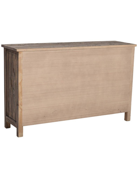 Buffet bois brun vieilli 3 portes 3 tiroirs 140x40x86,5 cm Ozanio  - 5