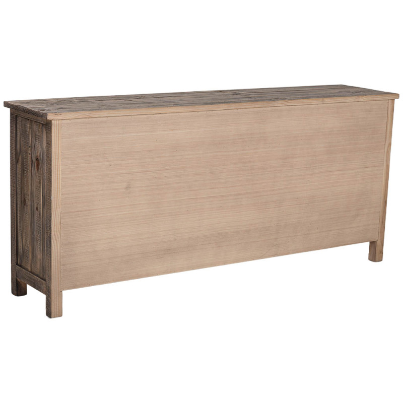 Buffet vitrine bois brun 4 portes 2 tiroirs 180x40x80 cm Ozani  - 5