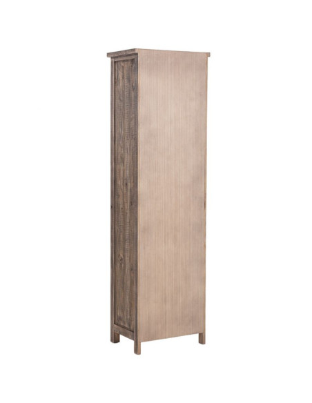Vitrine colonne bois brun 1 porte vitrée 3 tiroirs 58x40x200 cm Ozanio  - 4
