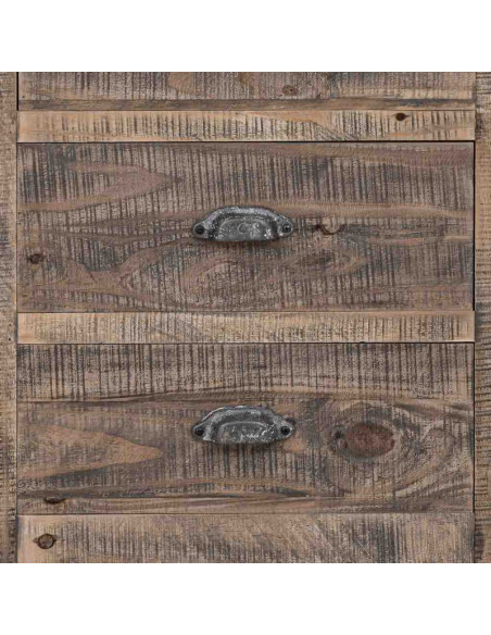 Vitrine colonne bois brun 1 porte vitrée 3 tiroirs 58x40x200 cm Ozanio  - 6