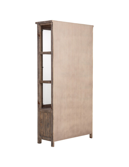 Vitrine bois brun 2 portes vitrées 2 tiroirs 100x40x200 cm Ozanio  - 4