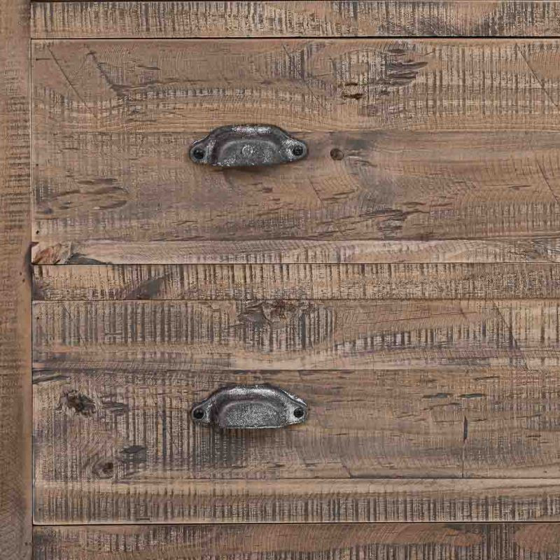 Vitrine bois brun 2 portes vitrées 2 tiroirs 100x40x200 cm Ozanio  - 6