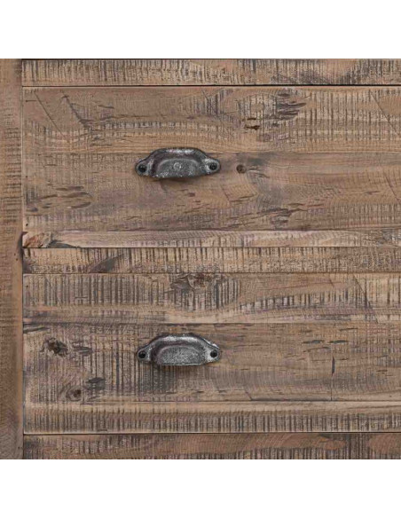 Vitrine bois brun 2 portes vitrées 2 tiroirs 100x40x200 cm Ozanio  - 6