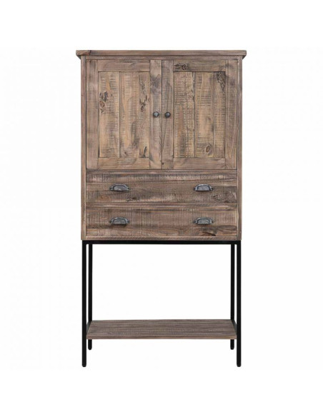 Buffet haut bois brun et métal 81x40x152 cm Ozanio  - 3
