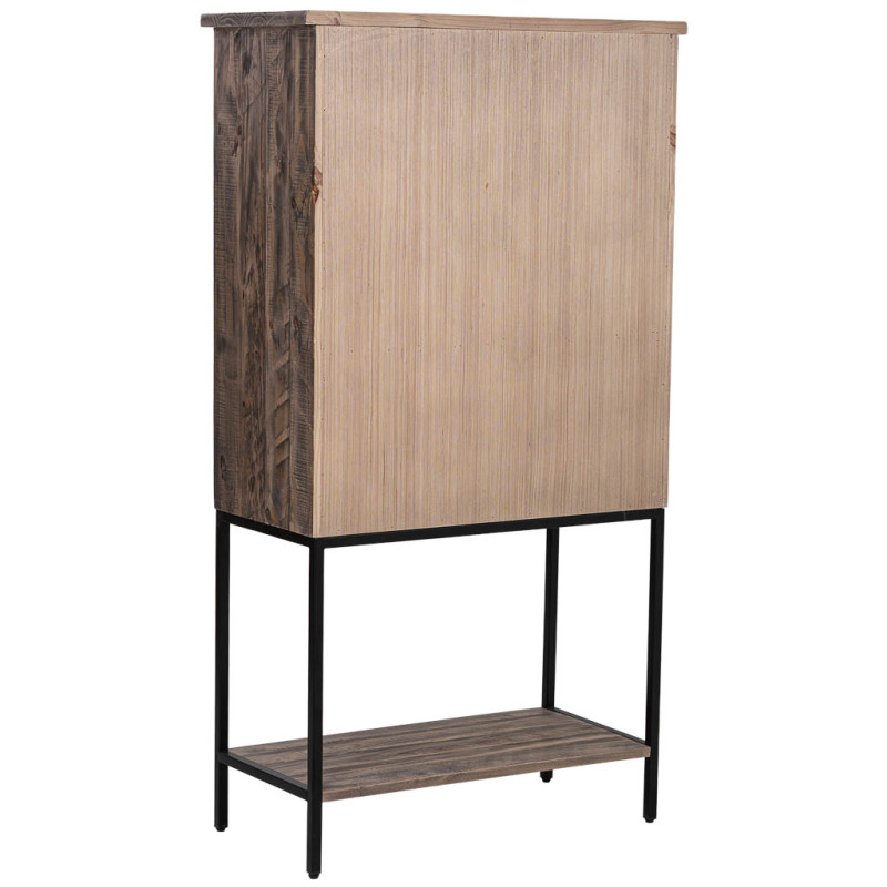 Buffet haut bois brun et métal 81x40x152 cm Ozanio  - 5