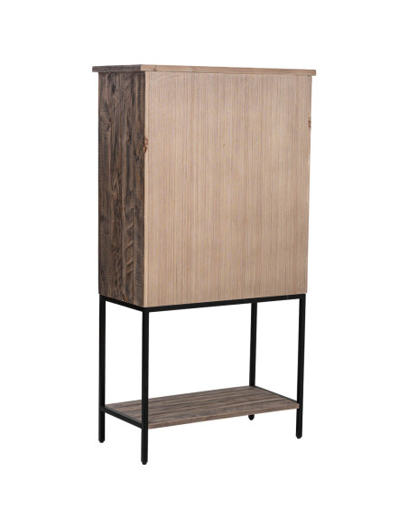 Buffet haut bois brun et métal 81x40x152 cm Ozanio  - 5
