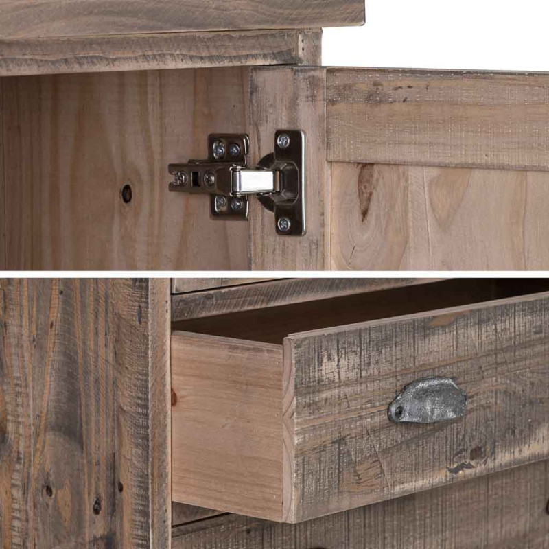 Buffet haut bois brun et métal 81x40x152 cm Ozanio  - 6