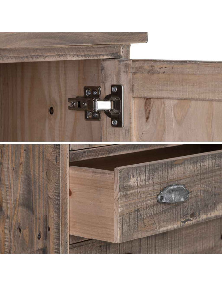 Buffet haut bois brun et métal 81x40x152 cm Ozanio  - 6