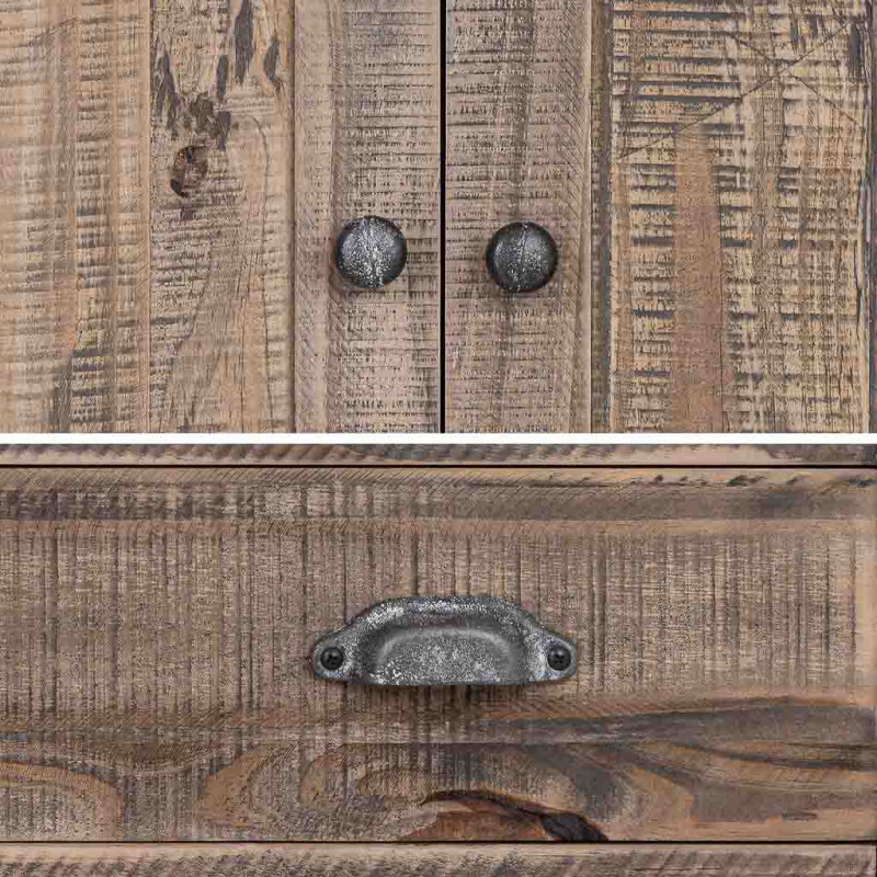 Buffet haut bois brun et métal 81x40x152 cm Ozanio  - 7