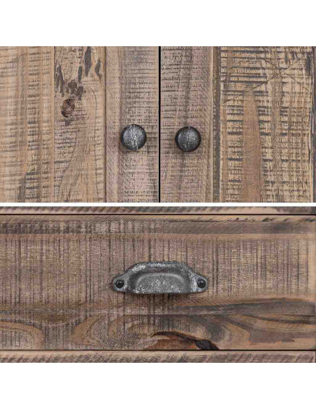 Buffet haut bois brun et métal 81x40x152 cm Ozanio  - 7