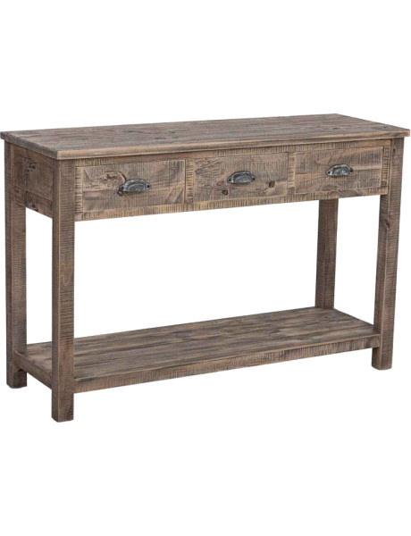 Console d’entrée bois brun 3 tiroirs 120x40x78,5 cm Ozanio  - 1
