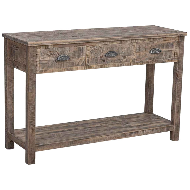 Console d’entrée bois brun 3 tiroirs 120x40x78,5 cm Ozanio  - 1