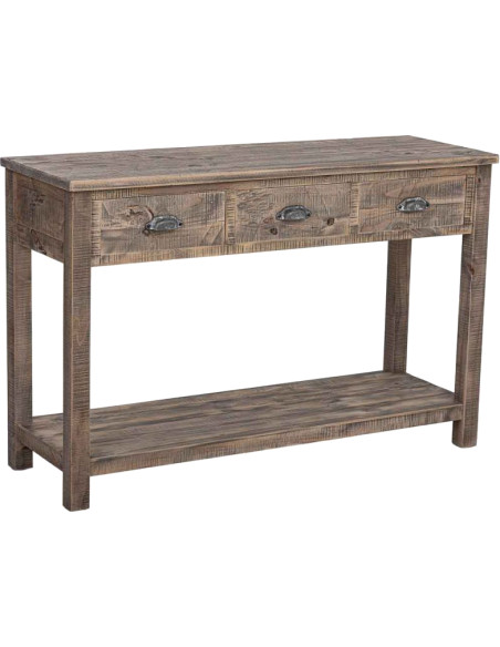 Console d’entrée bois brun 3 tiroirs 120x40x78,5 cm Ozanio  - 1